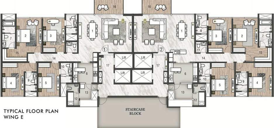  paramount wing e Rustomjee Paramount Wing E Cluster Plan