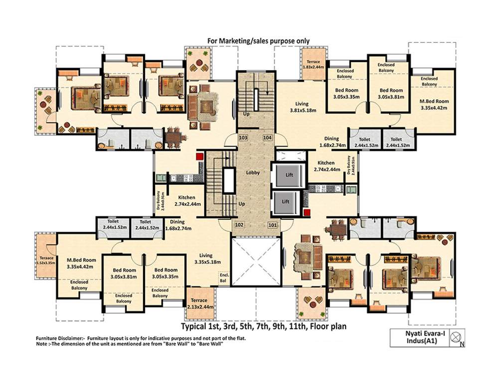 evara i A1 Cluster Plan for 1st Floor