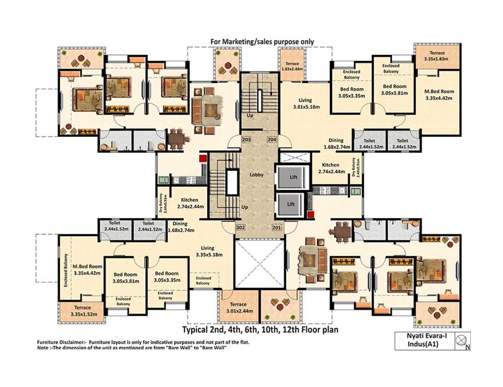  evara i A1 Cluster Plan for 2nd Floor
