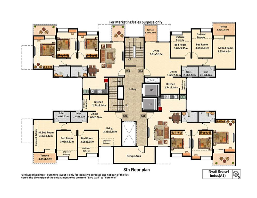  evara i A1 Cluster Plan for 8th Floor