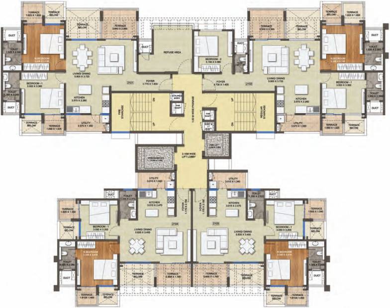 2, 3 BHK Cluster Plan Image - Puravankara Purva Silversands for sale ...