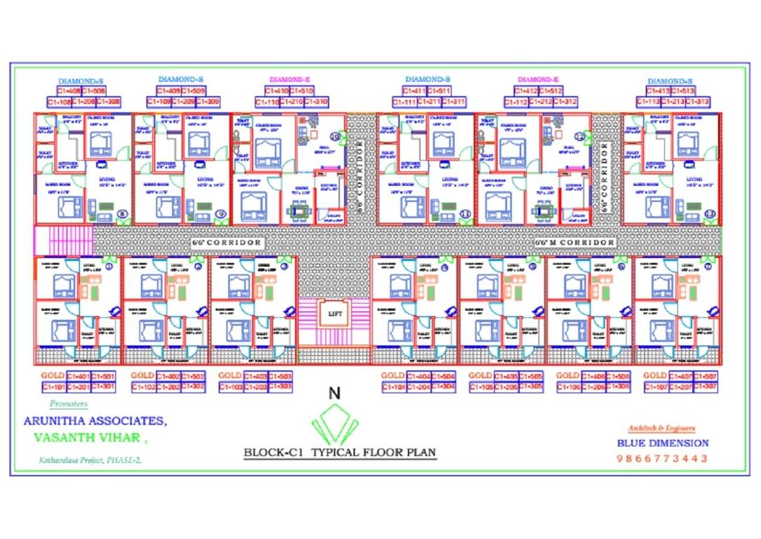  padmavathi nagar vizianagaram apartments 1 Cluster Plan