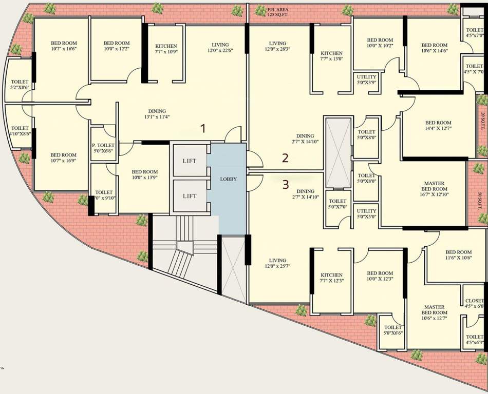  desai oceanic Typical 3rd, 7th And 9th Floor Plan Of Desai Oceanic