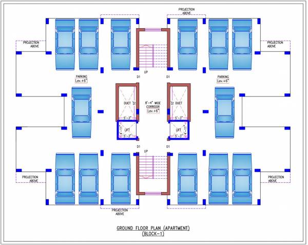  apartment Block -1 Cluster Plan for ground Floor