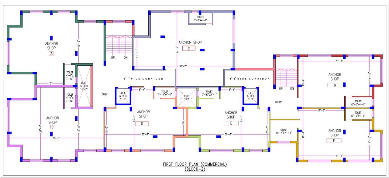  apartment Block  2 Cluster Plan for 1st Floor