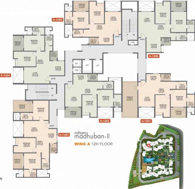 2, 3 BHK Cluster Plan Image Rohan Builders And