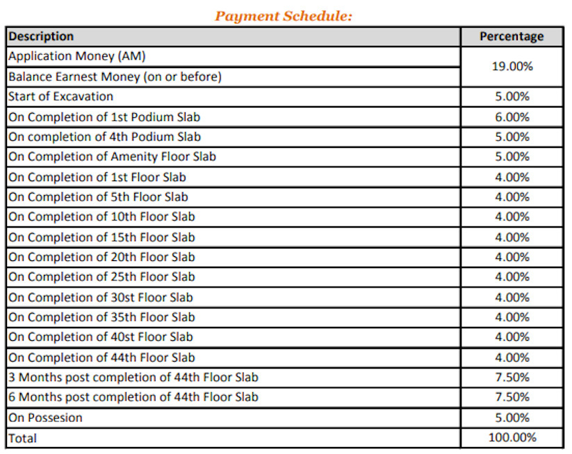 crescent-bay-t2 Construction Linked Payment (CLP) Payment Plan