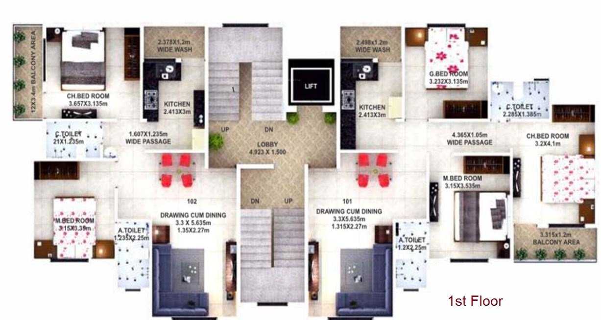 royal residency Royal Residency Cluster Plan for 1st Floor