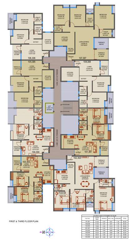  sarvesh apartments Sarvesh Apartments Cluster Plan from 1st & 3rd Floor