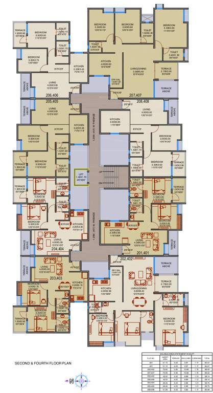  sarvesh apartments Sarvesh Apartments Cluster Plan from 2nd & 4th Floor