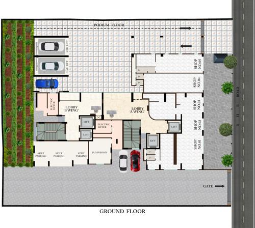  rudraksh-heritage-wing-a-and-wing-b Rudraksh Heritage Wing A And Wing B Cluster Plan for ground Floor