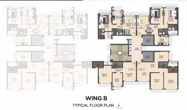  samarth-srishti-phase-1-wing-b Wing B Cluster Plan for Typical Floor