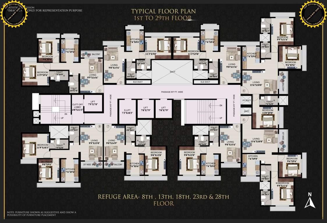  balaji residency Balaji Residency Cluster Plan from 1st to 29th Floor