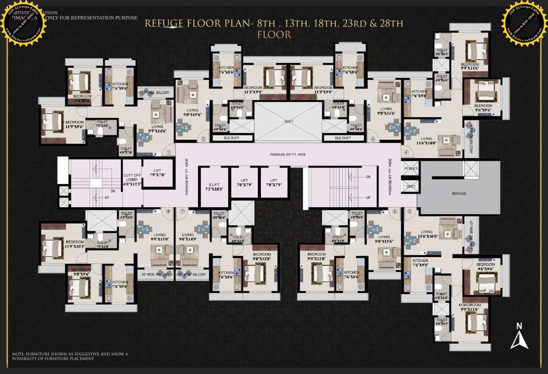  balaji residency Balaji Residency Cluster Plan from 8th, 13, 18, 23, 28th Floor