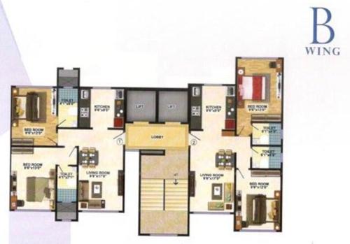  lotus-niwas-satya-niwas B Wing Cluster Plan for Typical Floor