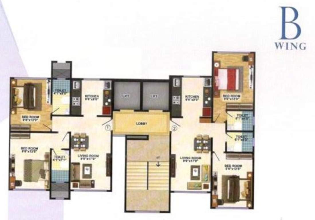  lotus niwas satya niwas B Wing Cluster Plan for Typical Floor