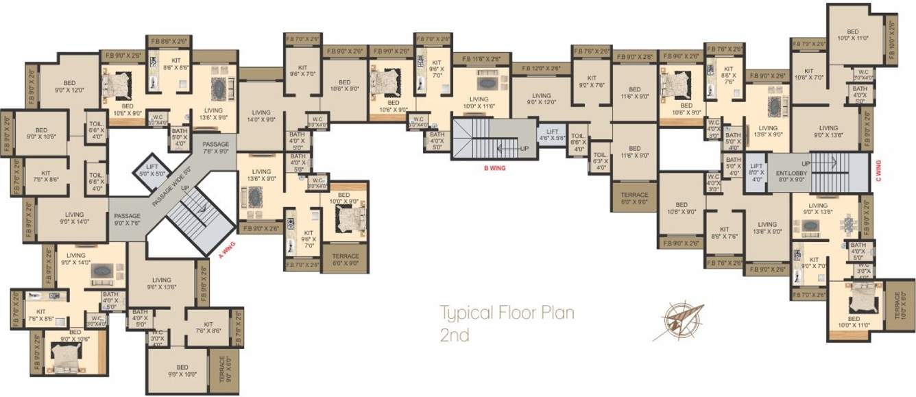  nilayam Typical 2nd Floor Plan Of Sahayog Nilayam Wing A And B