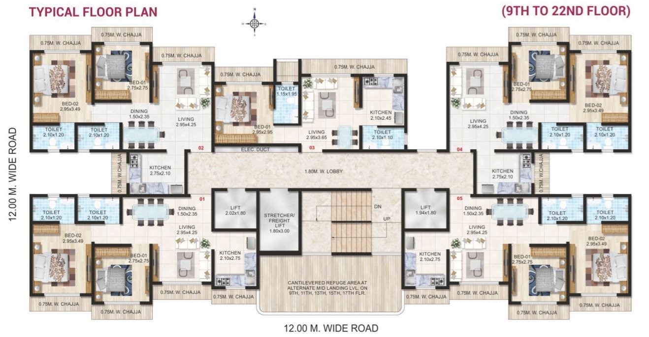  sai prasad Bldg No 37 Typical Cluster Plan