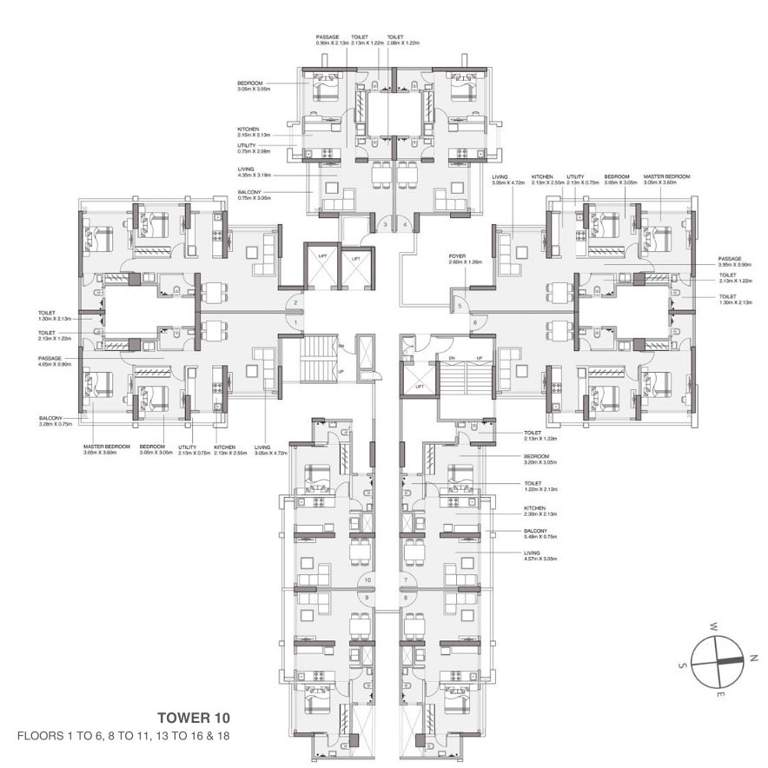  sky gardens at godrej vihaa Building No 10 Typical Cluster Plan