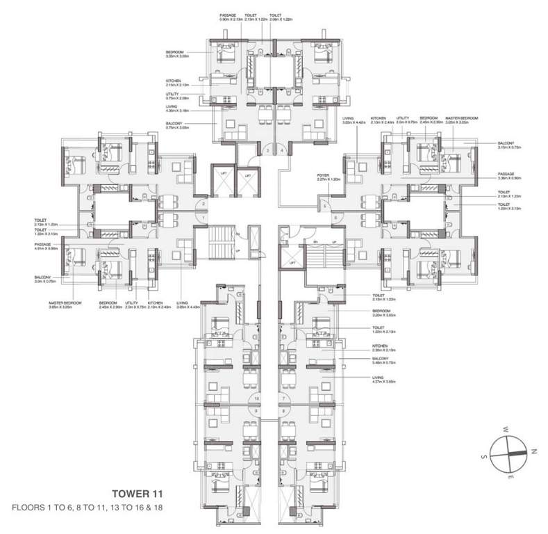  sky gardens at godrej vihaa Building No 11 Typical Cluster Plan