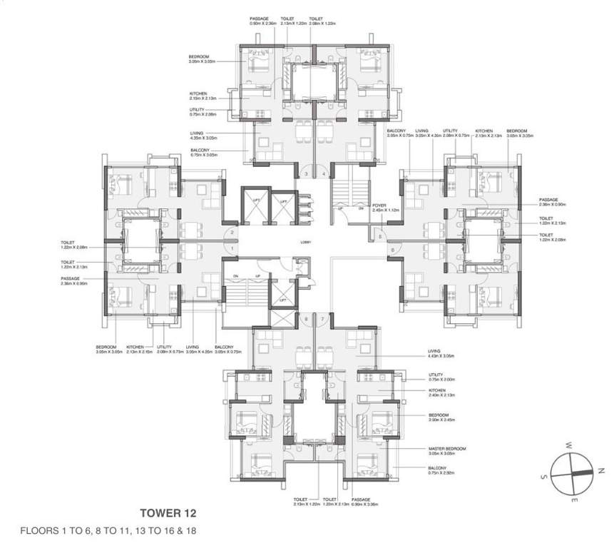  sky gardens at godrej vihaa Building No 12 Typical Cluster Plan