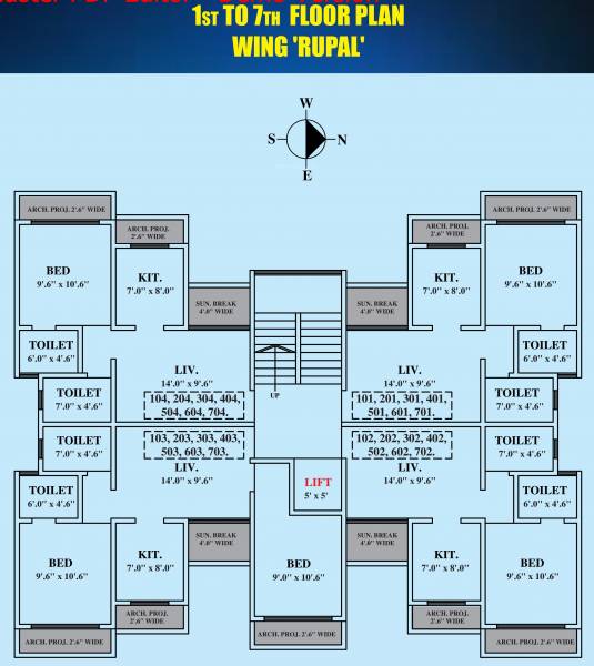  shankar-heights-phase-4 Rupal Cluster Plan from 1st to 7th Floor