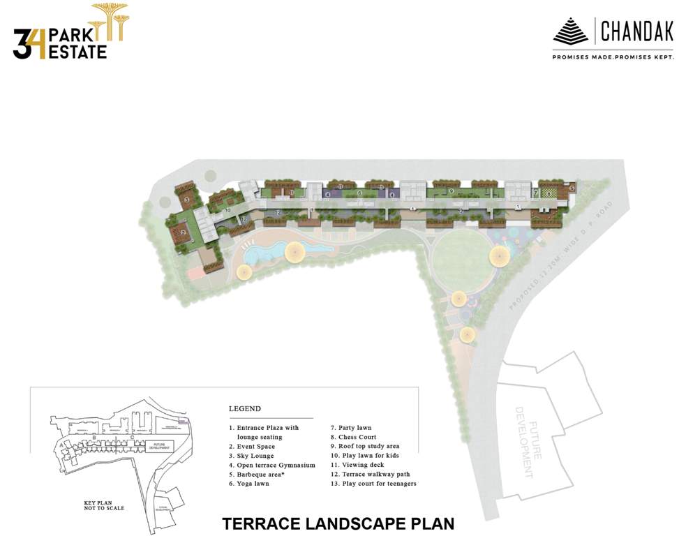  34 park estate Wing A  To F Terrace Cluster Plan