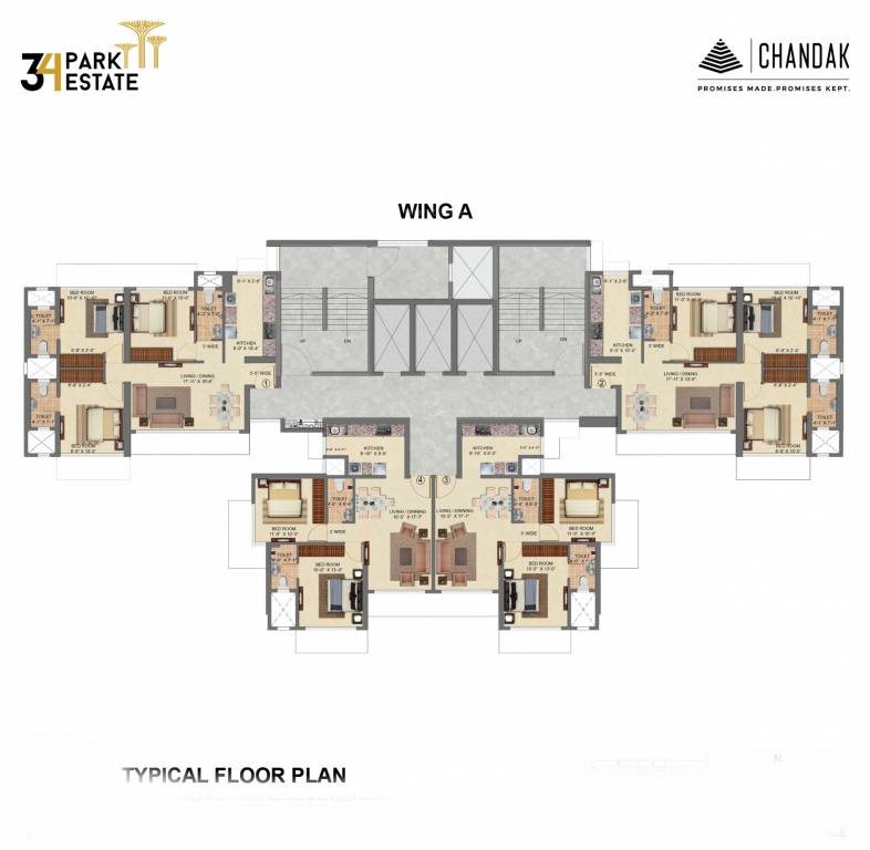  34 park estate WING A Typical Cluster Plan