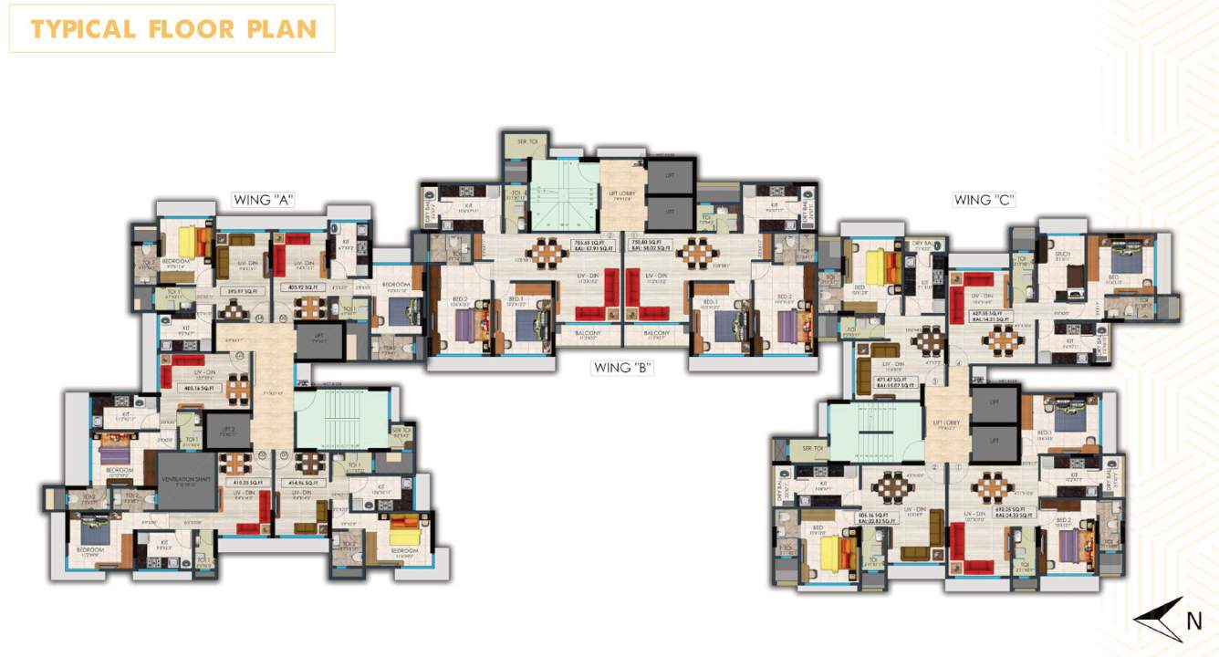  ashok odyssey a wing Ashok Odyssey   A Wing Typical  Cluster Plan
