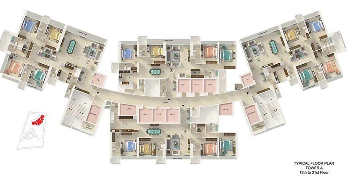  godrej avenue eleven tower a Tower A Cluster Plan from 12th to 31th Floor