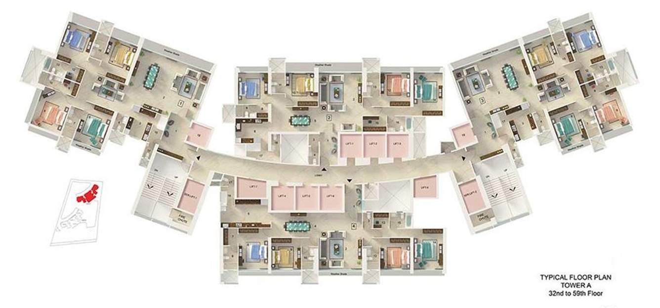  godrej avenue eleven tower a Tower A Cluster Plan from 32th to 59th Floor