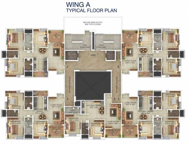  river-dale-residency Wing A Typical Cluster Plan