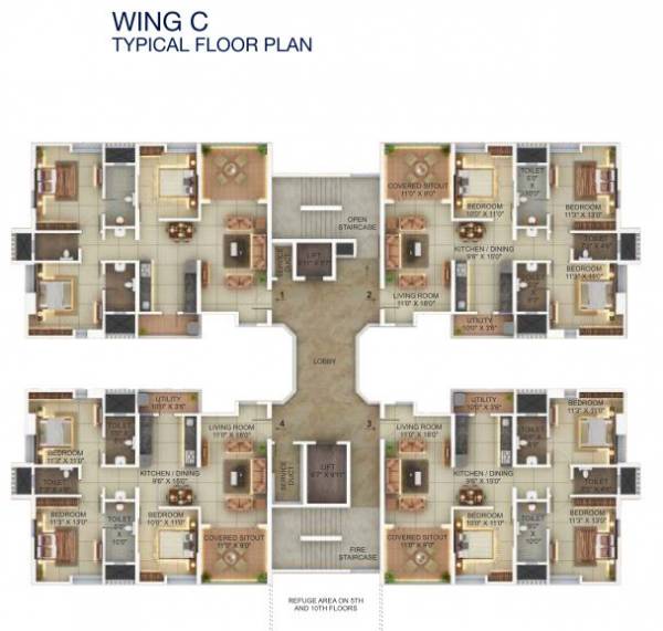  river-dale-residency Wing C Typical Cluster Plan