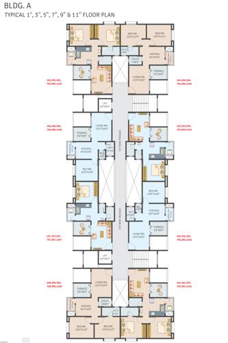  suvarna-nagari Building A Cluster Plan Typical 1 , 3 , 5 , 7 , 9 & 11 Floor Plan