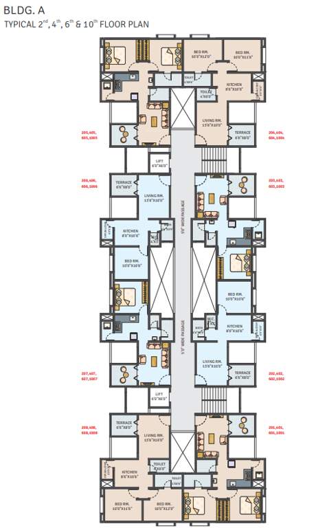  suvarna nagari Building A Cluster Plan TYPICAL 2 , 4 , 6 & 10 FLOOR PLAN