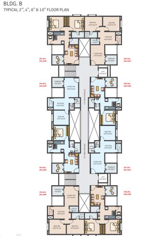  suvarna nagari Building B Cluster Plan from 2nd to 10th Floor