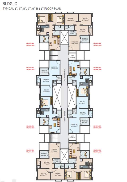  suvarna nagari Building C Cluster Plan Typical 1 , 3 , 5 , 7 , 9 & 11 Floor Plan