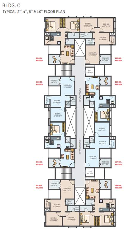  suvarna nagari Building C Cluster Plan Typical 2 , 4 , 6 & 10 Floor Plan