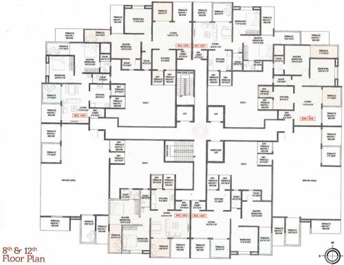  casa-grande-b-wing Casa Grande B Wing Cluster Plan for 8th & 12th Floor