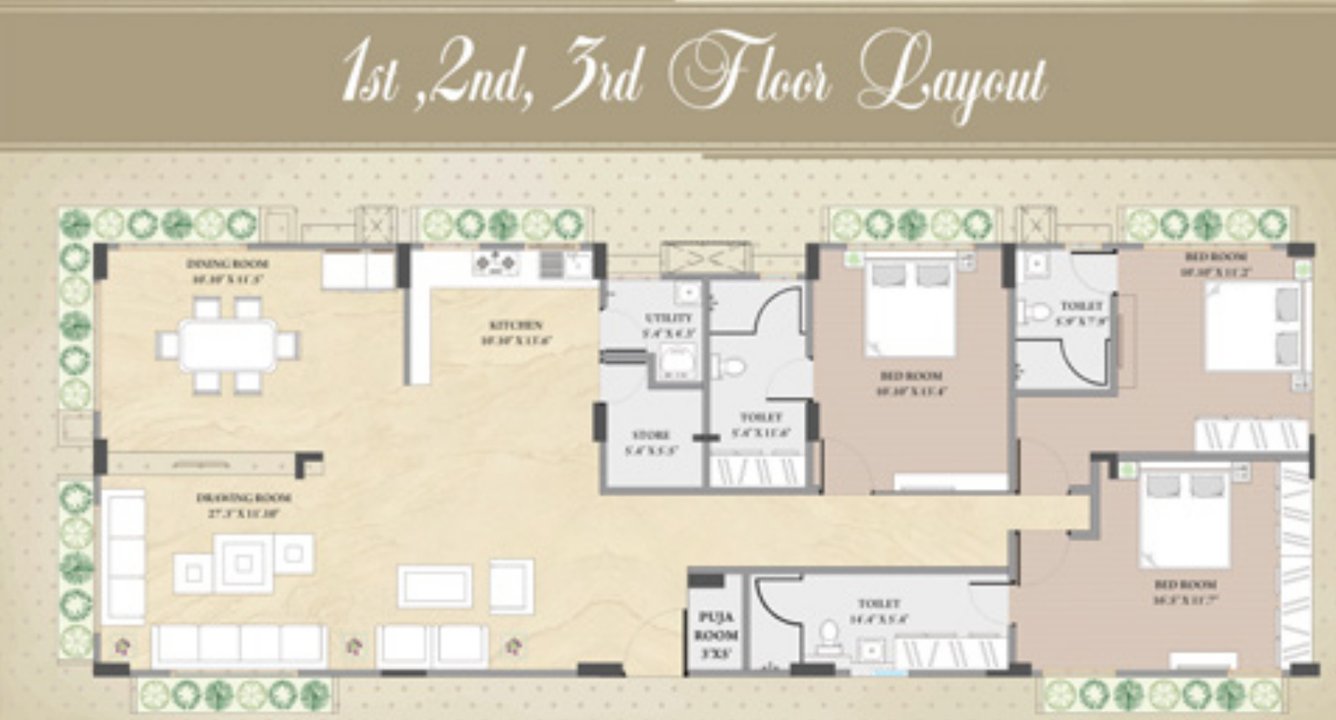  royal serenade 1St, 2nd And 3rd Floor  Sector 9 Cluster Plan