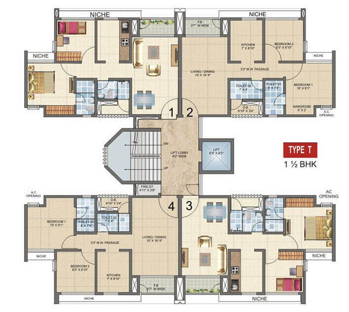  avenue d phase iii Building No 20 Typical Cluster Plan
