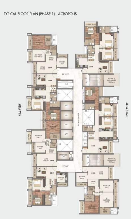  sai world city phase 1 Acropolis  Wing C Of Building 1 Typical  Cluster Plan