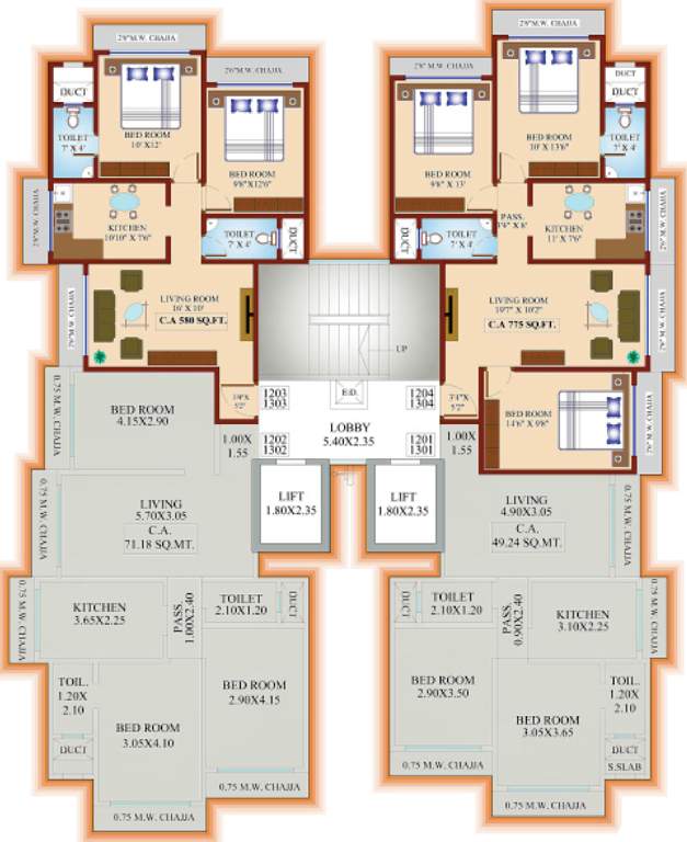  chetna kunj chs Typical 12 & 13 Floor Plan Of Chetna Kunj 