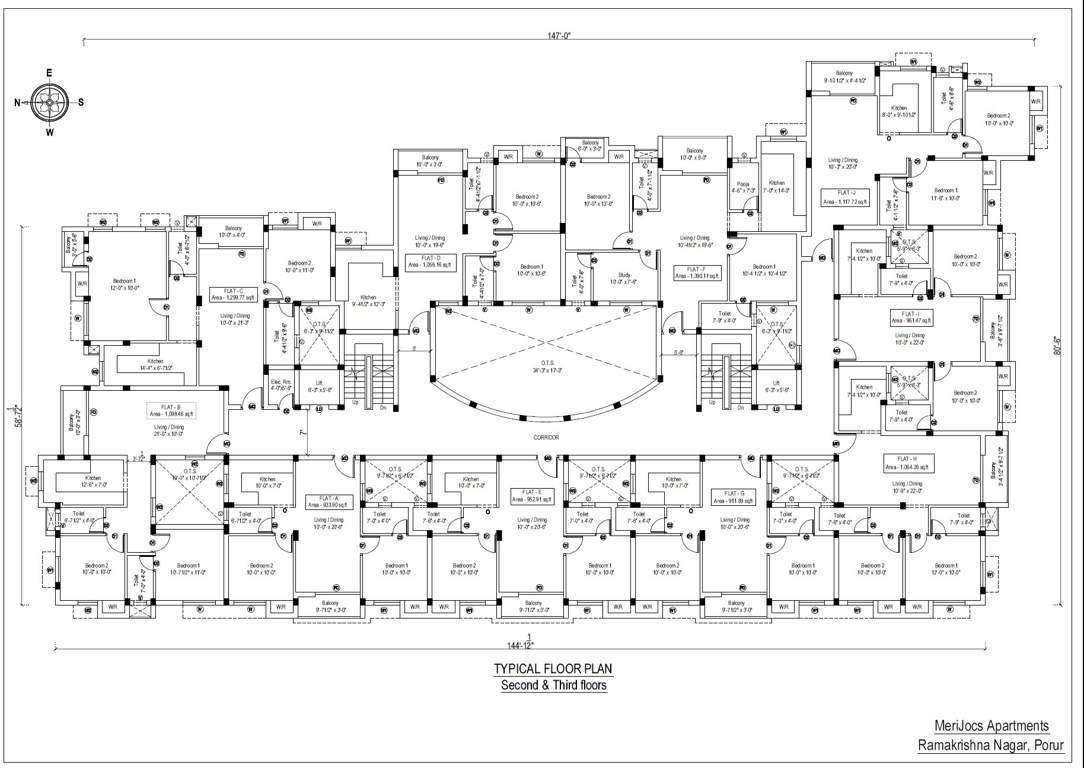 apartments  Typical Cluster Plan