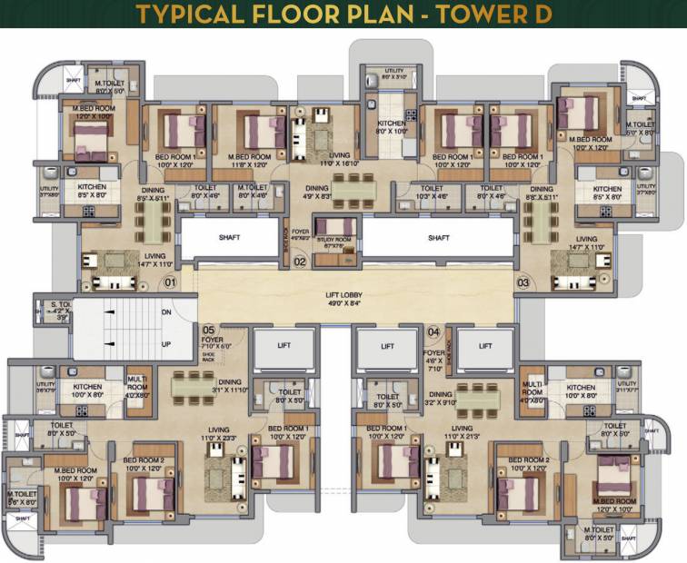  bel-air Tower D Cluster Plan for Typical Floor