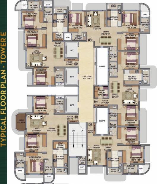  bel-air Tower E Cluster Plan for Typical Floor
