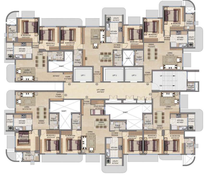  bel air Tower F Cluster Plan for Typical Floor