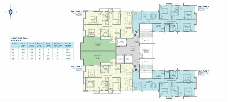  morya-phase-i- Tower A4 Cluster Plan for 2nd Floor