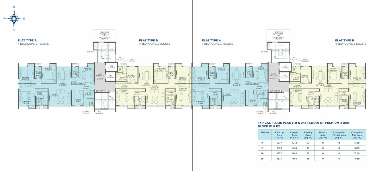 morya phase i Tower B1 Cluster Plan from 1st to 2nd Floor