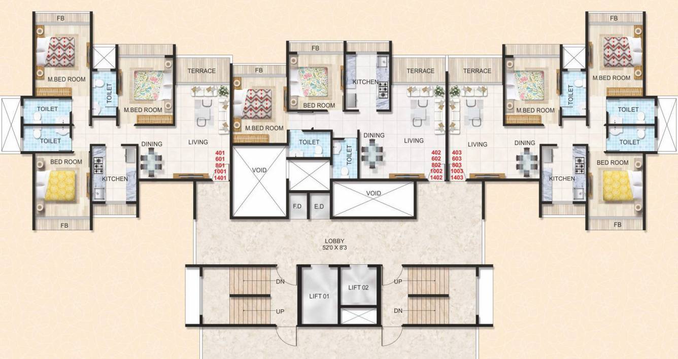  balaji shrushti 4th 6th 10th 14th Floor Balaji Shrushti Cluster Plan